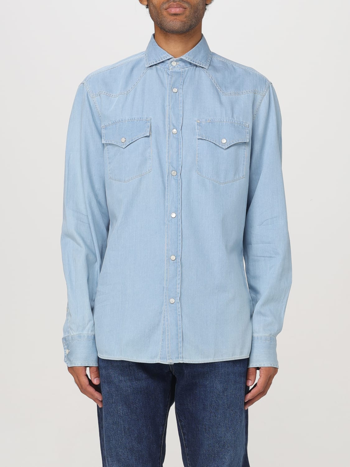 BRUNELLO CUCINELLI SHIRT: Shirt men Brunello Cucinelli, Denim - Img 1