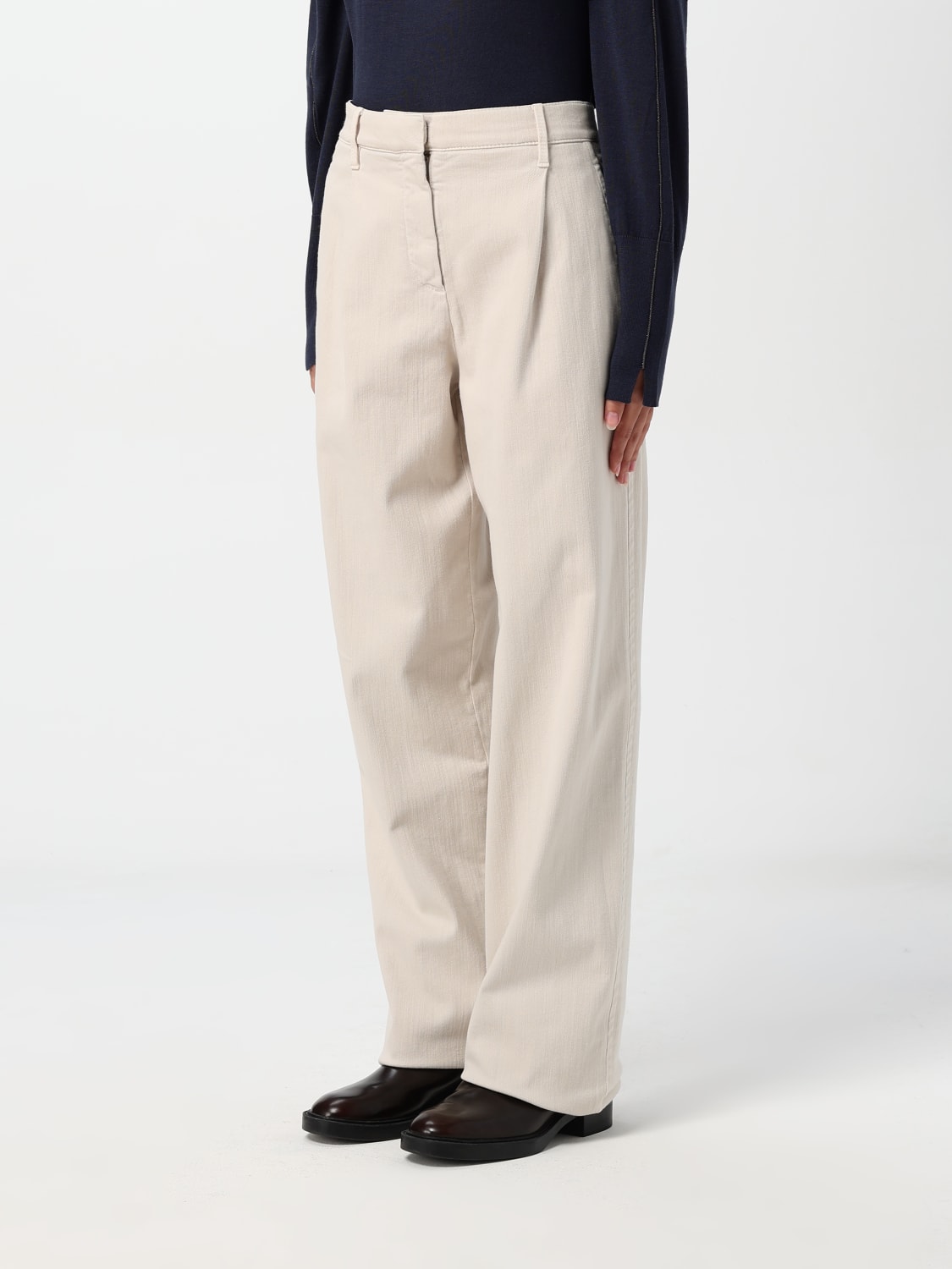 BRUNELLO CUCINELLI 팬츠: 팬츠 여성 Brunello Cucinelli, 화이트 - Img 4