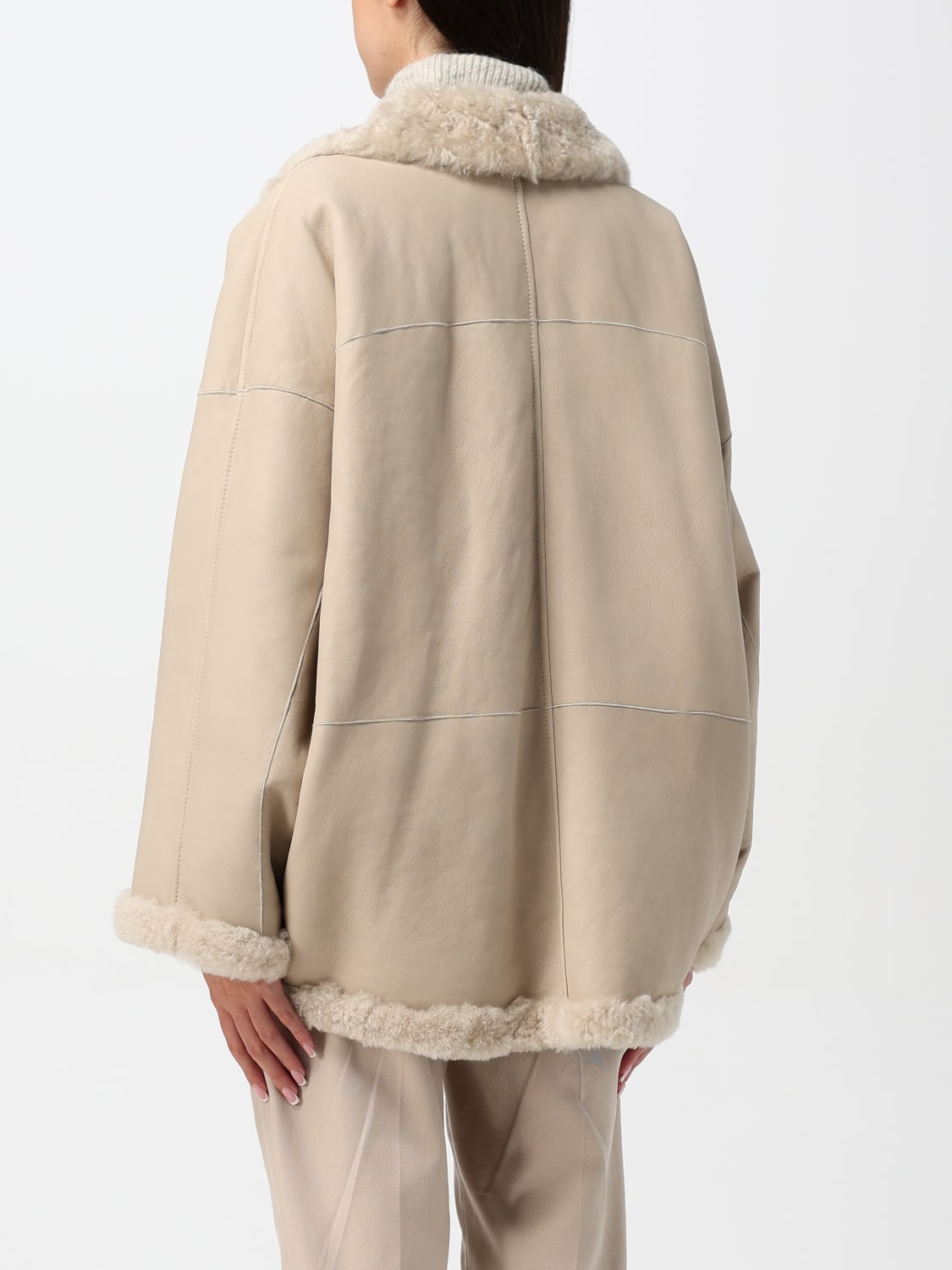 BRUNELLO CUCINELLI VESTE: Manteau femme Brunello Cucinelli, Mastic - Img 3