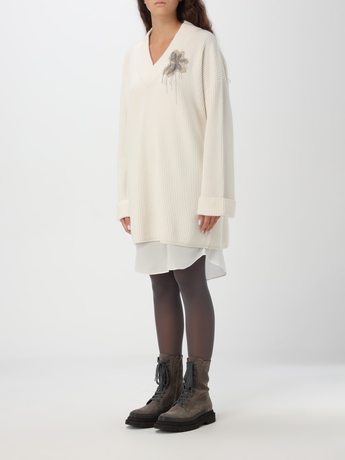 BRUNELLO CUCINELLI DRESS: Dress woman Brunello Cucinelli, Beige - Img 3