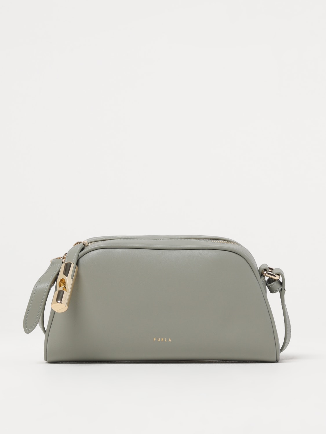 FURLA: Goccia calfskin shoulder bag - Jade | Furla shoulder