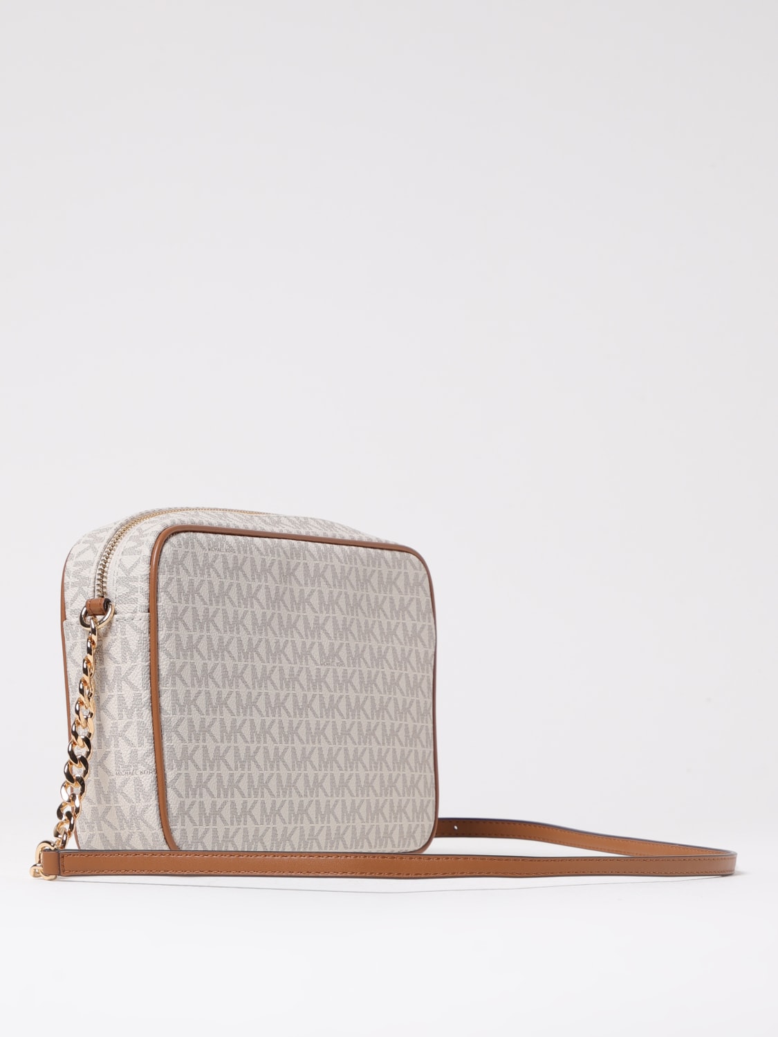 MICHAEL KORS BORSA A TRACOLLA: Borsa a tracolla Jet Set grande con logo MK Michael Kors, Bianco - Img 2