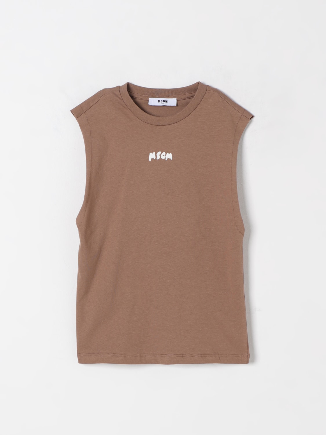 MSGM KIDS T-SHIRT: T-shirt kids MSGM Kids, Brown - Img 1