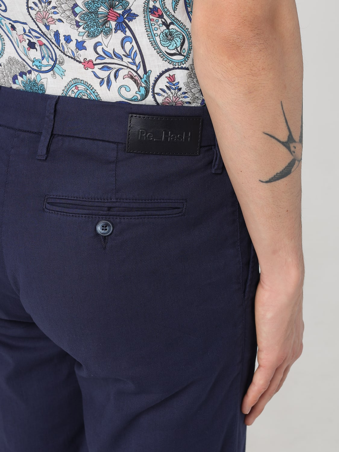 RE-HASH PANTALONI: Pantalone chino Re_HasH in misto cotone , Blue - Img 3