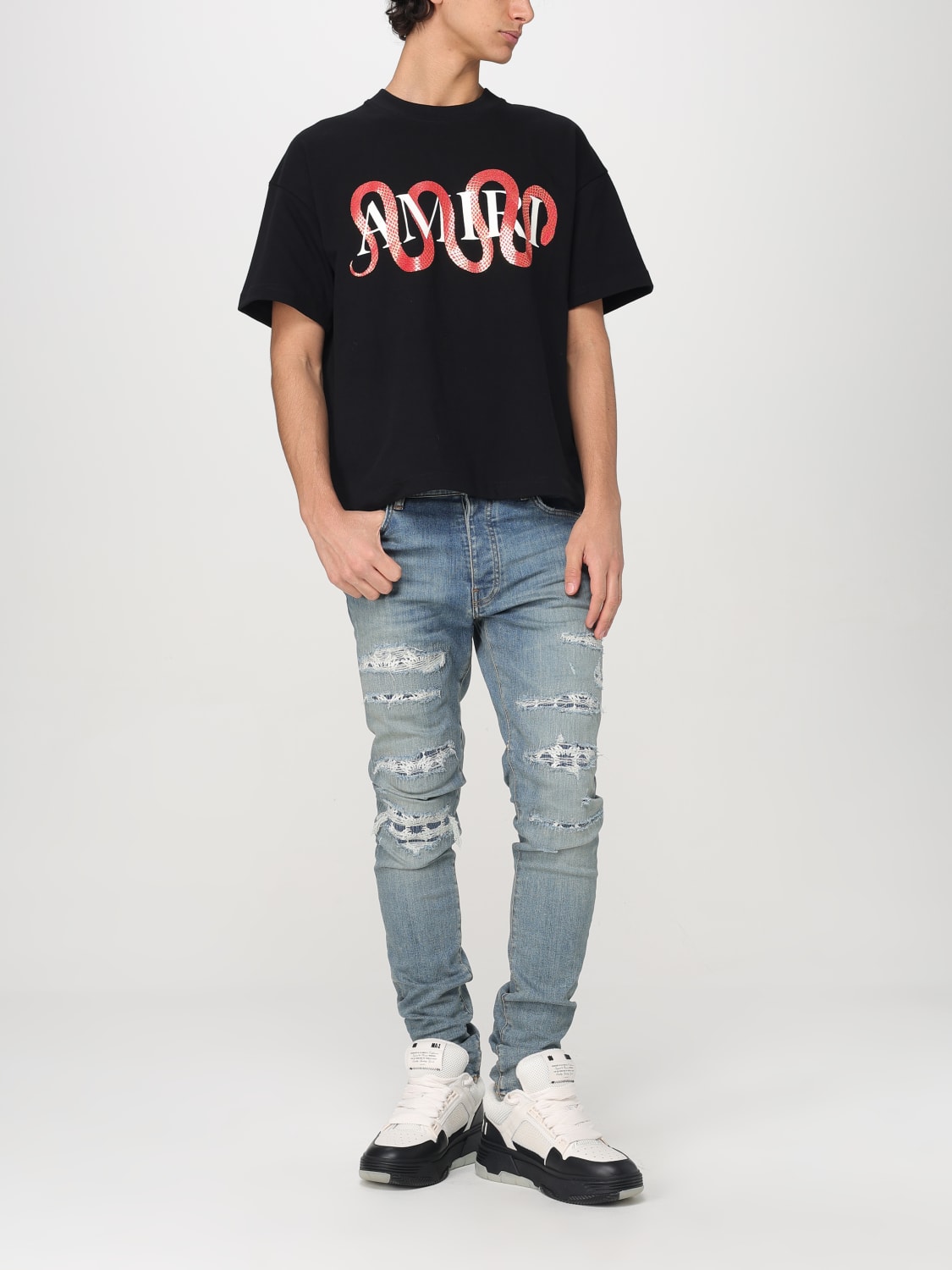 Tシャツ・カットソー AMIRI Men T-shirt Black AMJYTE1155 BLACK Snake t-shirt AMIRI AMJYTE1155 Black - Gianni Cuccuini