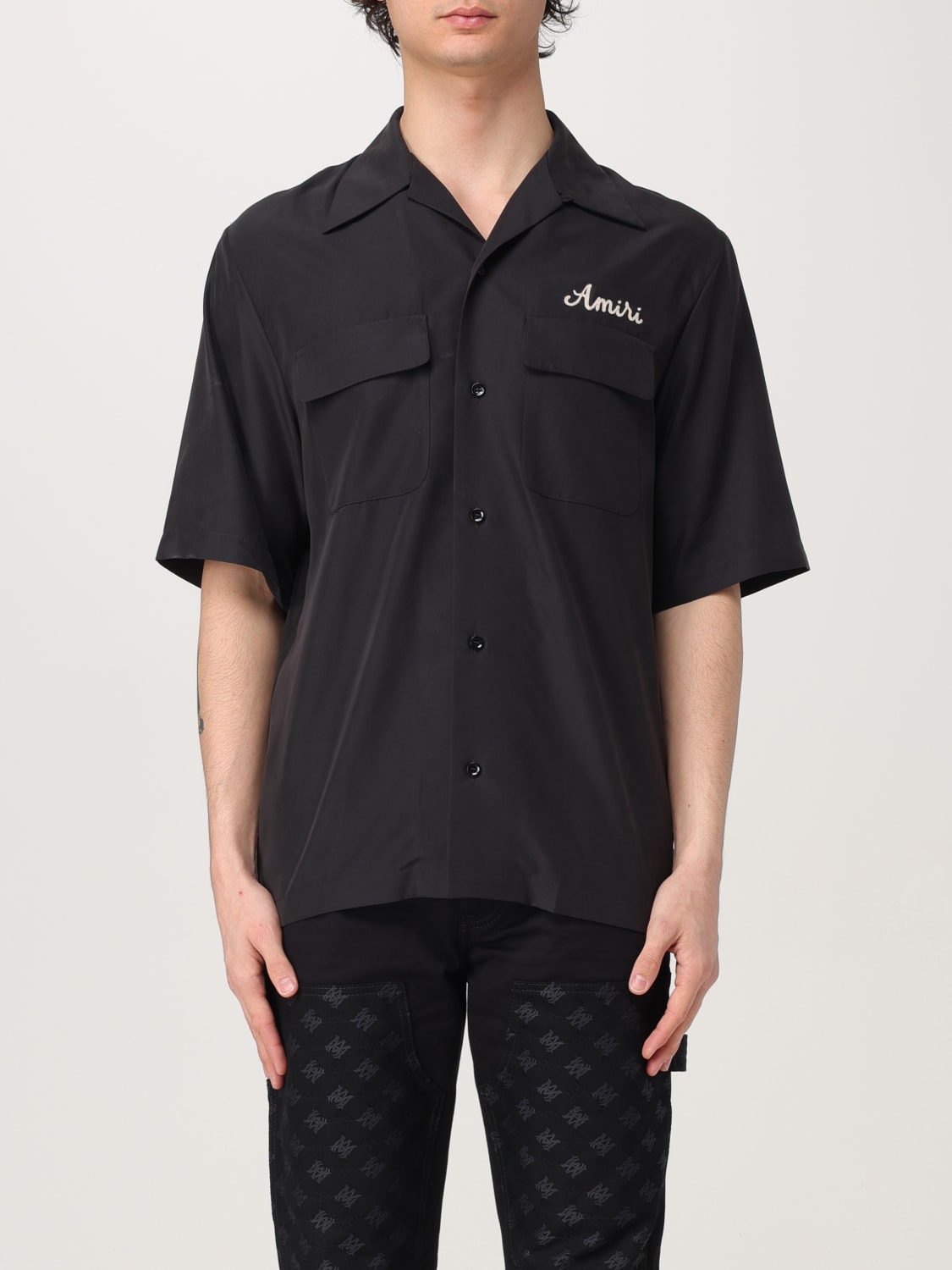 Tシャツ・カットソー AMIRI Men T Shirts AMJYTE1215 BLACK Amiri Cotton T-Shirt With Front Logo Print - Black