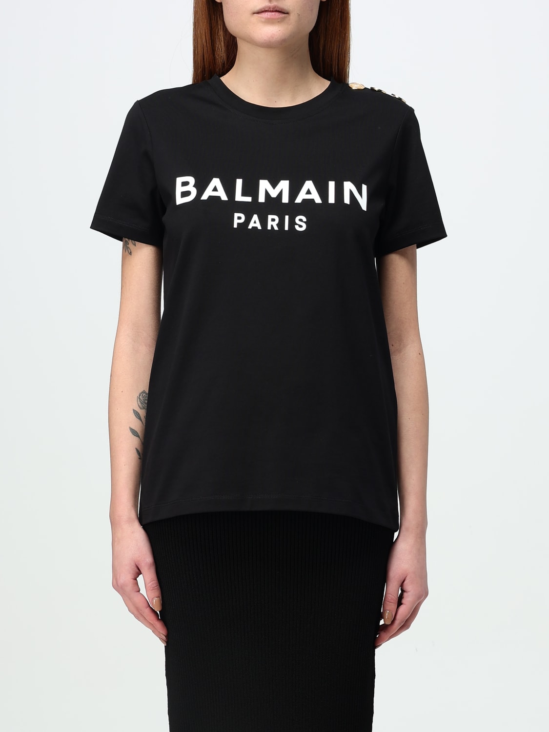 BALMAIN: T-shirt woman - Black | Balmain t-shirt