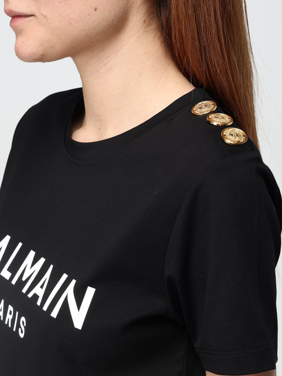 BALMAIN: T-shirt woman - Black | Balmain t-shirt