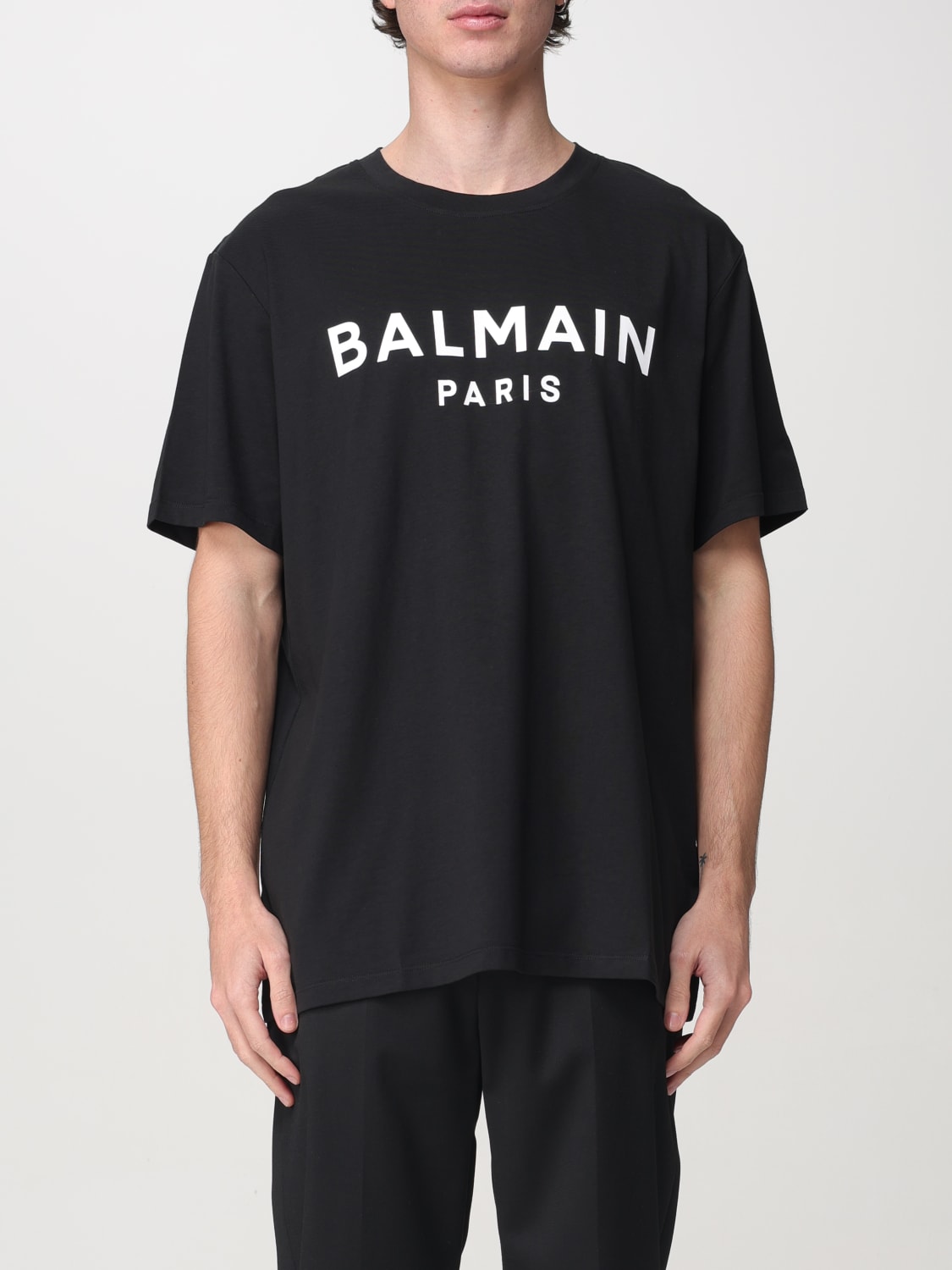 Tシャツ・カットソー BALMAIN Men T-shirt Black EH1EF000BC91 0PA Balmain logo-print Cotton T-shirt | Black | FARFETCH BH