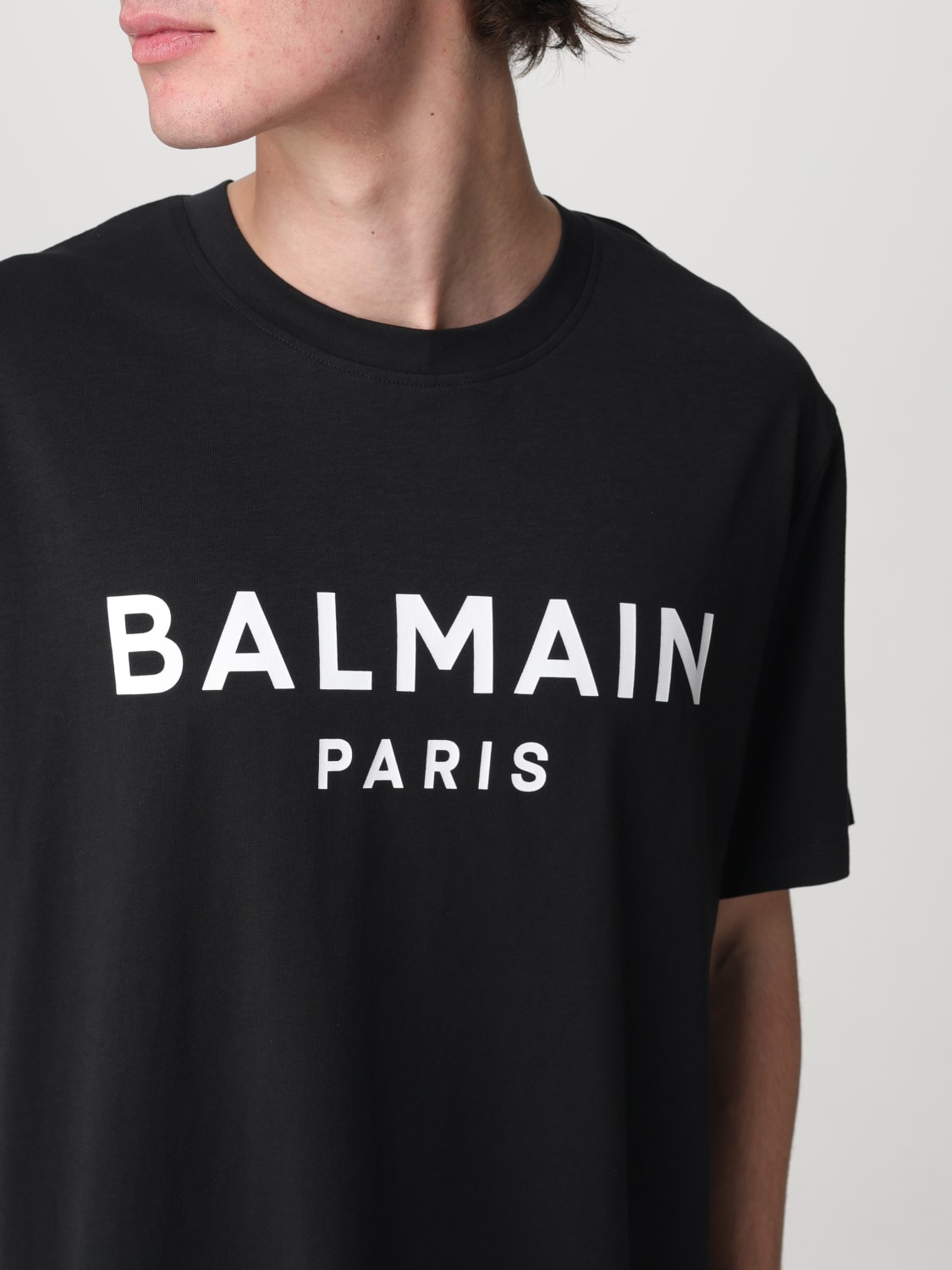 Balmain EH1EG010BB17GAB 関税送料込 Balmain Logo Ribbon Jacquard Short Sleeve Shirt (White/Black