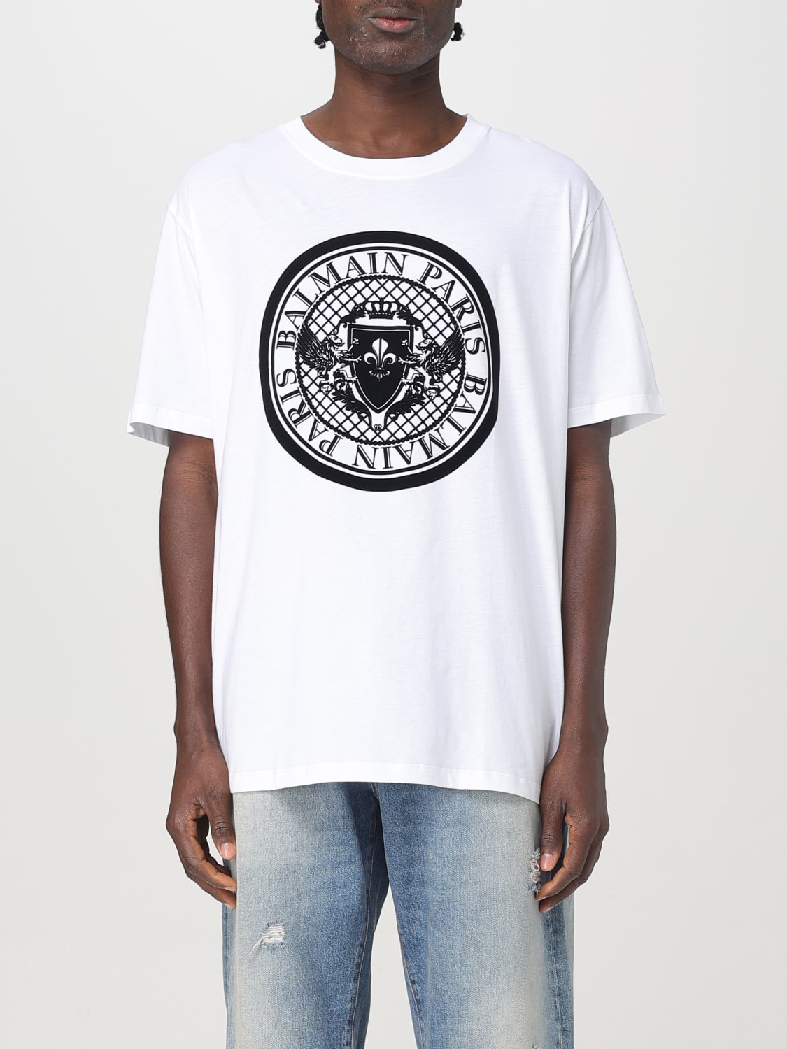 BALMAIN: T-shirt men - White | Balmain t-shirt EH1EG010BB17