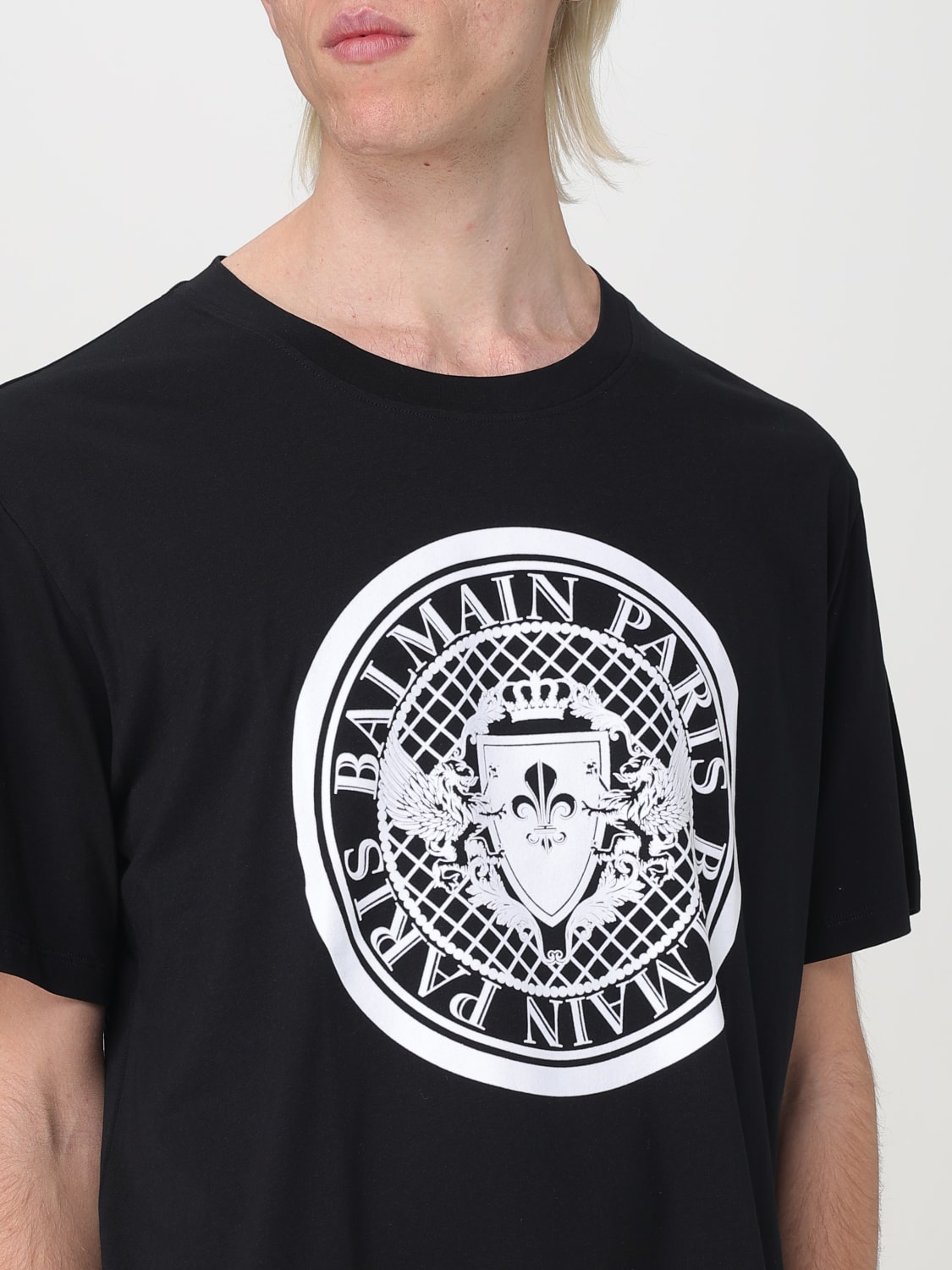 Tシャツ・カットソー BALMAIN Men T-shirt Black EH1EF000BC91 0PA Balmain logo-print Cotton T-shirt | Black | FARFETCH BH