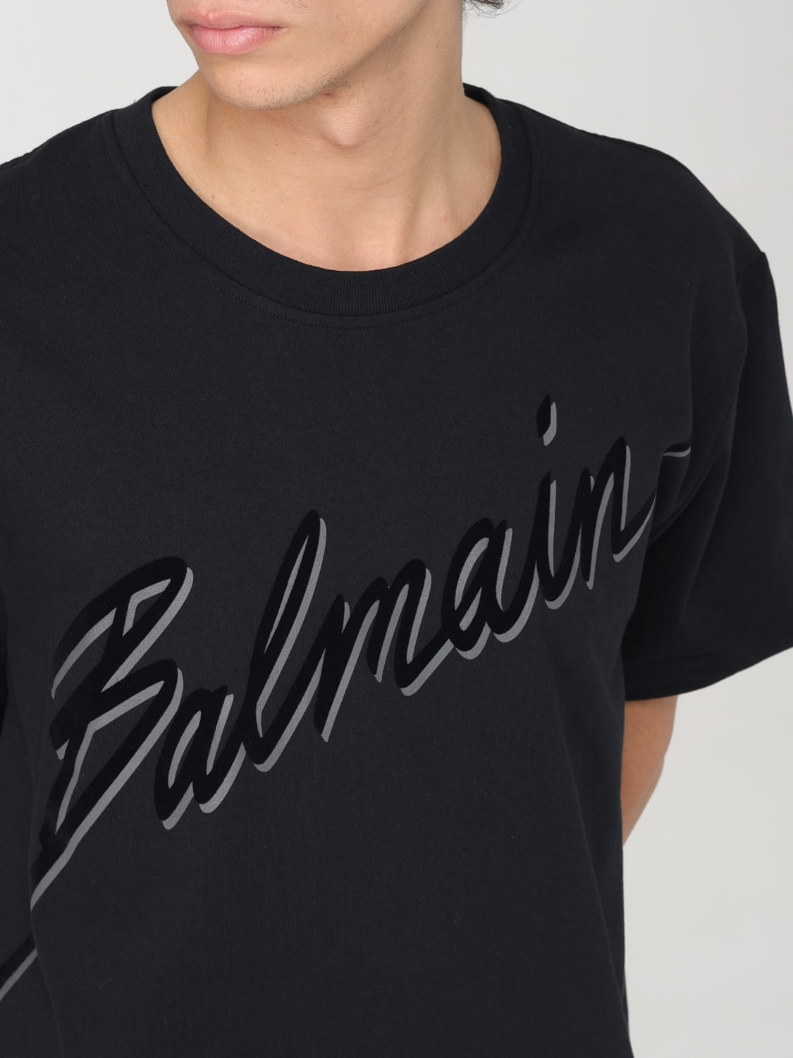 BALMAIN: T-shirt homme - Noir | T-Shirt Balmain EH1EG010BC86