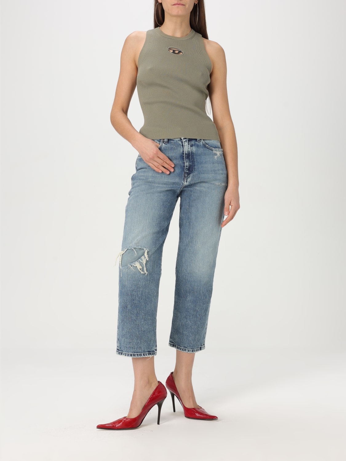DIESEL ディーゼル Woman T-Shirt Grey A174500DLAX 5DR DIESEL: Top woman - Grey | Diesel t-shirt A174500DLAX online