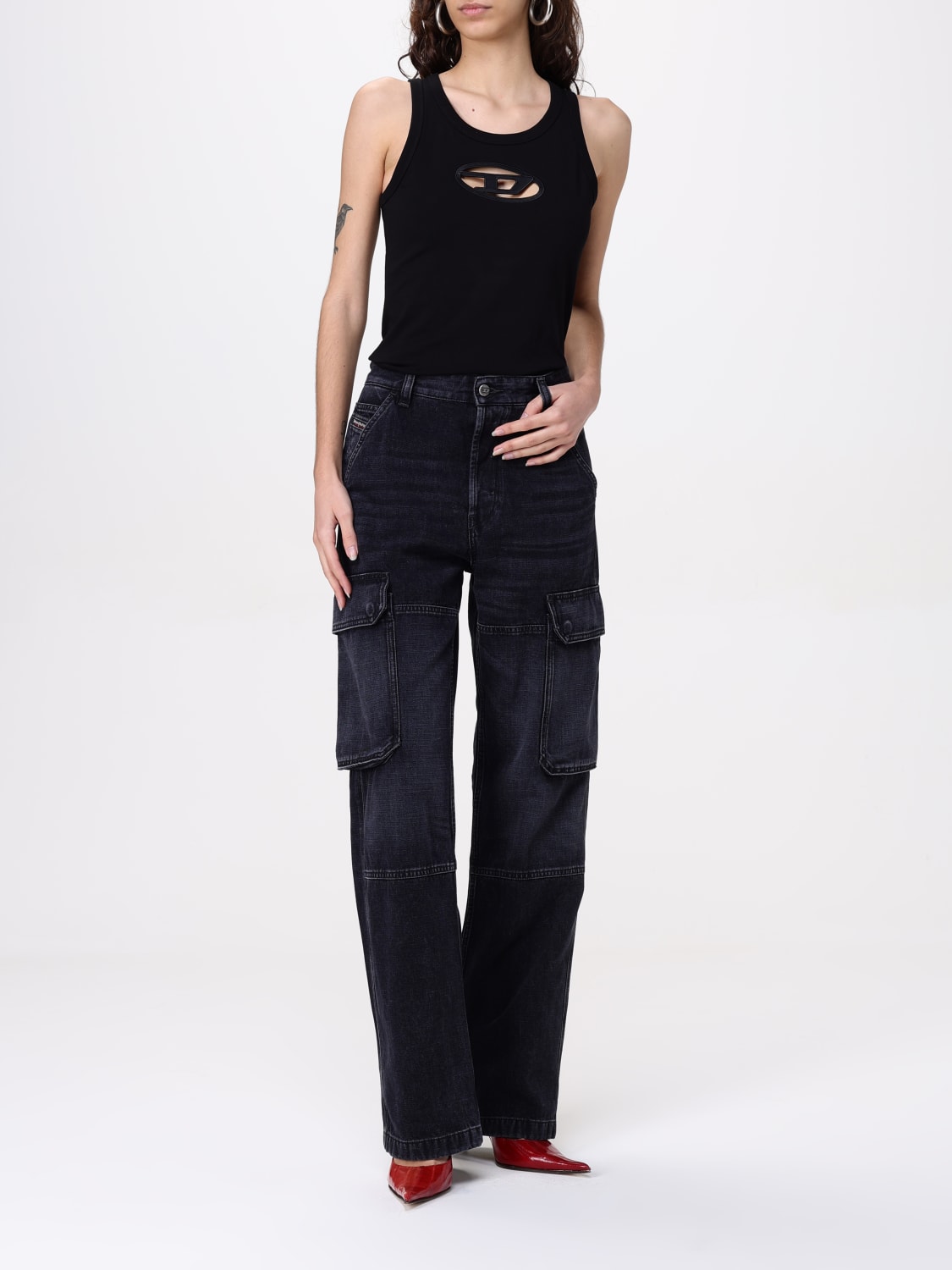 DIESEL T-SHIRTS: Canotta Diesel in cotone stretch con logo , Nero - Img 2