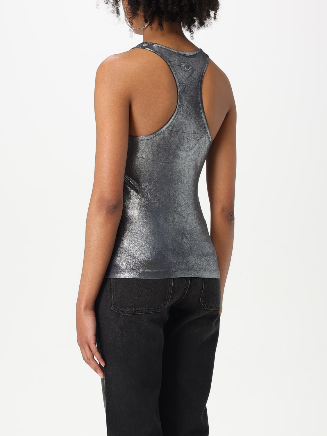 DIESEL TOP: Top Diesel in jersey metallizzato , Blue - Img 3