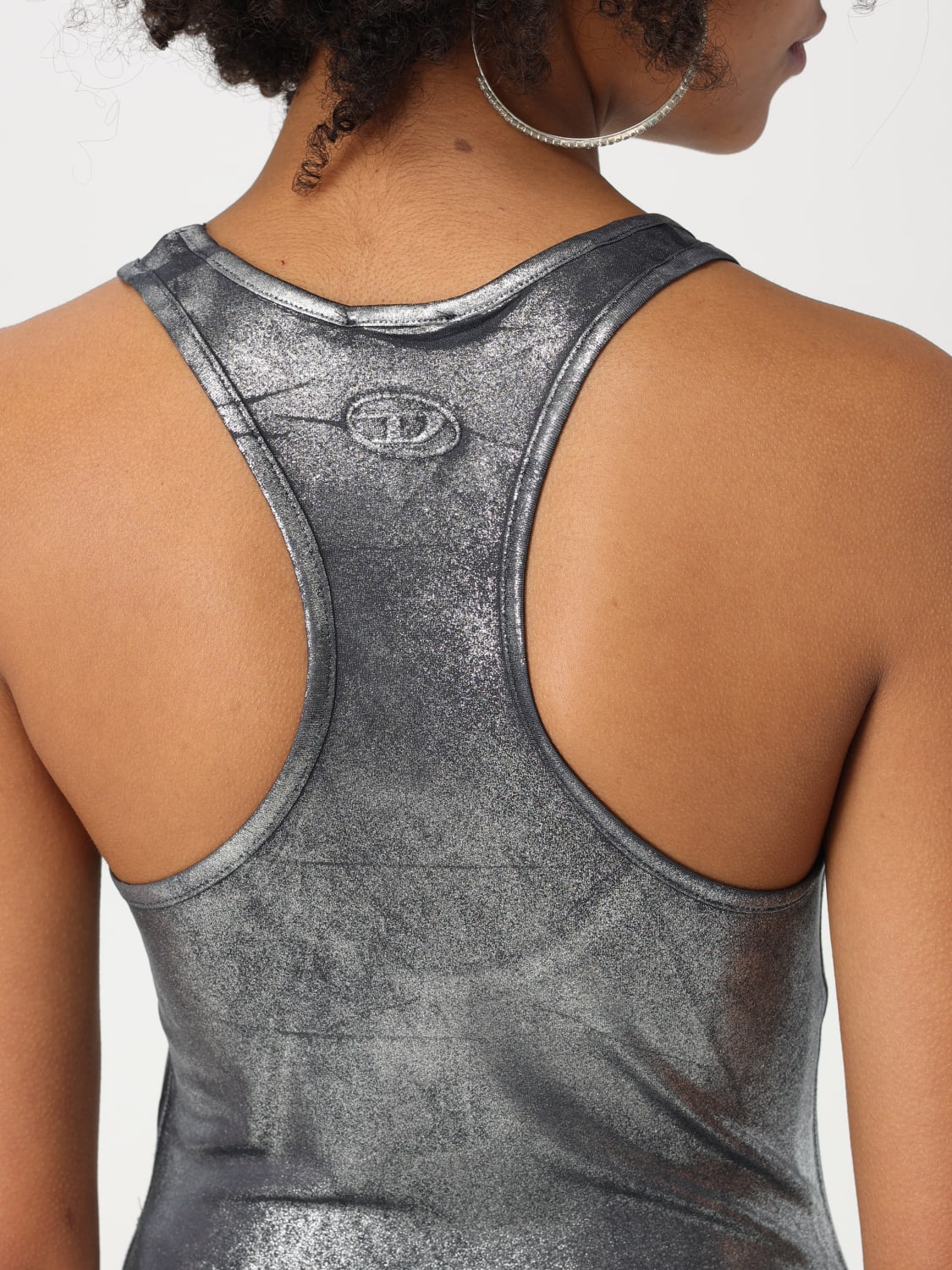 DIESEL TOP: Top Diesel in jersey metallizzato , Blue - Img 4