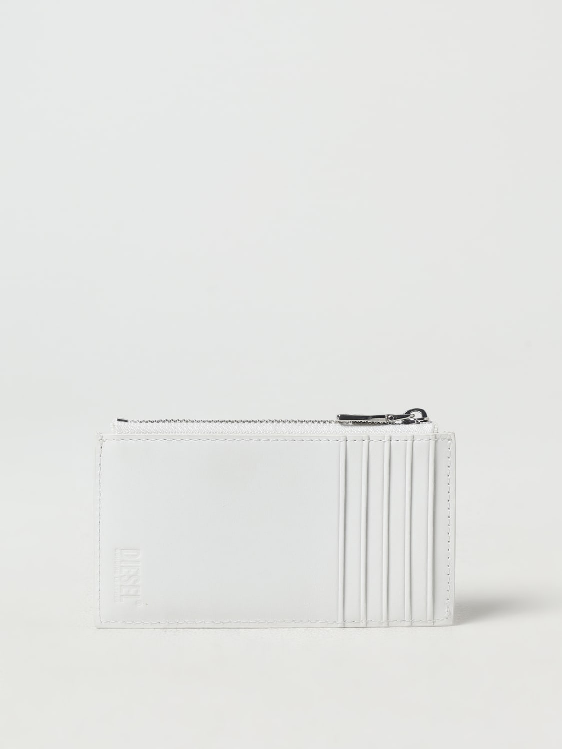 DIESEL PORTAFOGLIO: Portacarte 1dr Oval D Diesel in pelle, Bianco - Img 2