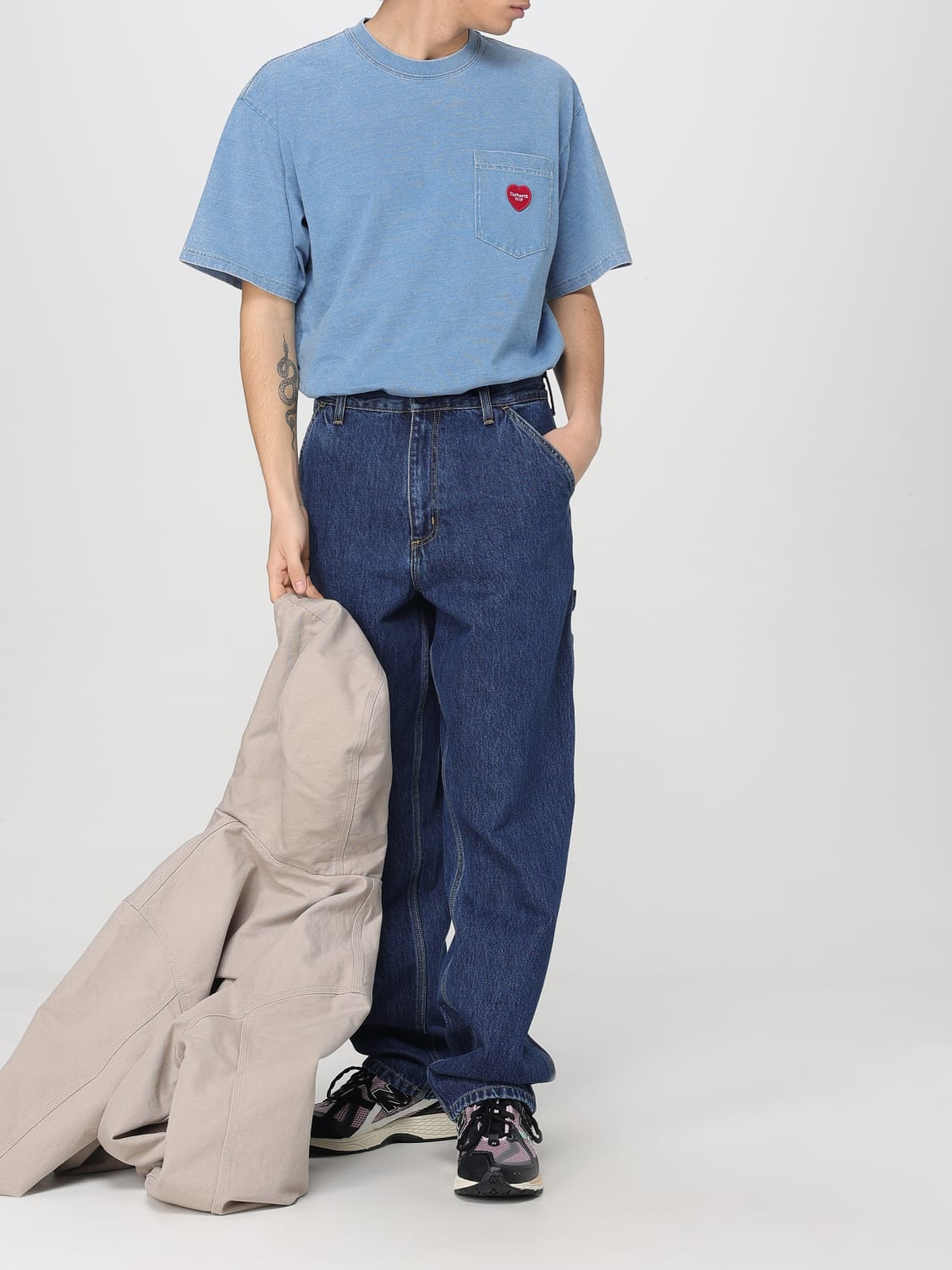 CARHARTT WIP PANTS: Carhartt WIP denim jeans, Blue 1 - Img 2