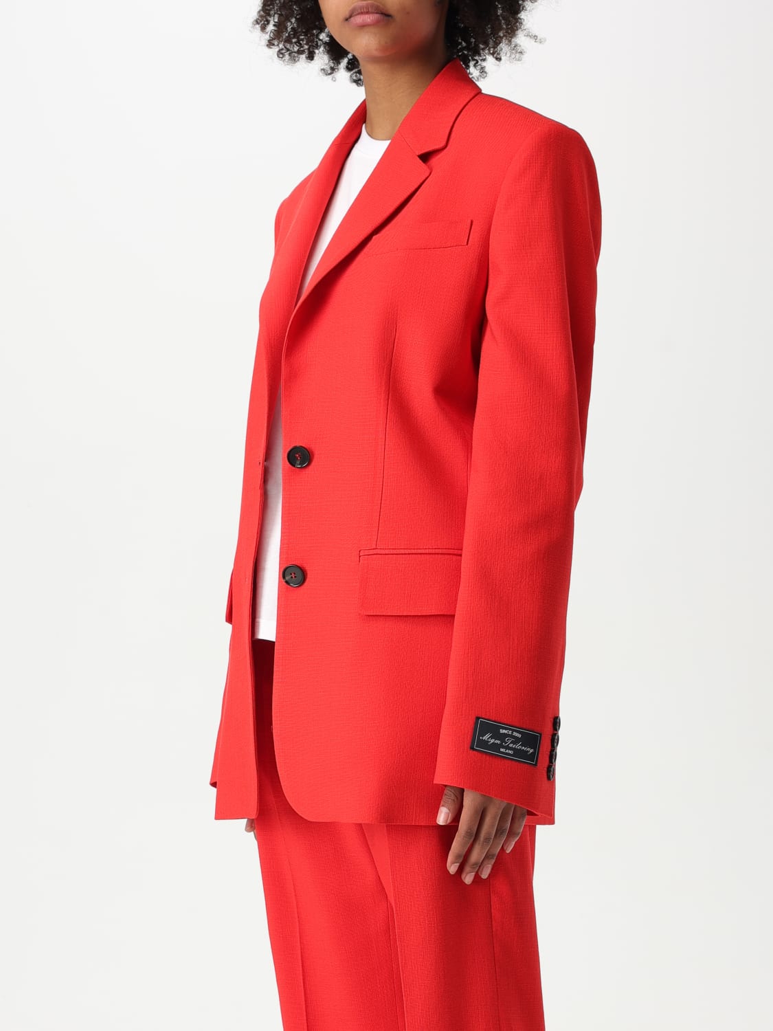 スーツ MSGM Women Suit Jackets 3841MDG2625710618 Red Single-breasted blazer in red flamed canvas MSGM Tailoring