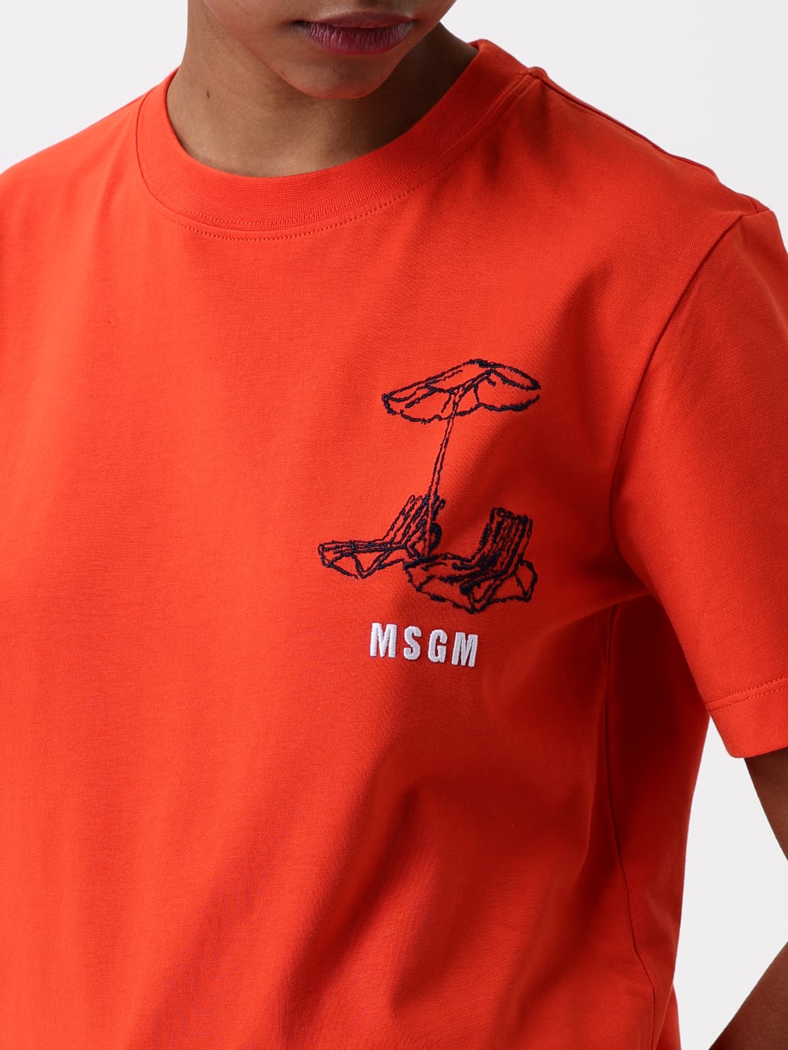 MSGM T-SHIRTS: T-shirt con logo MSGM in cotone, Rosso - Img 3
