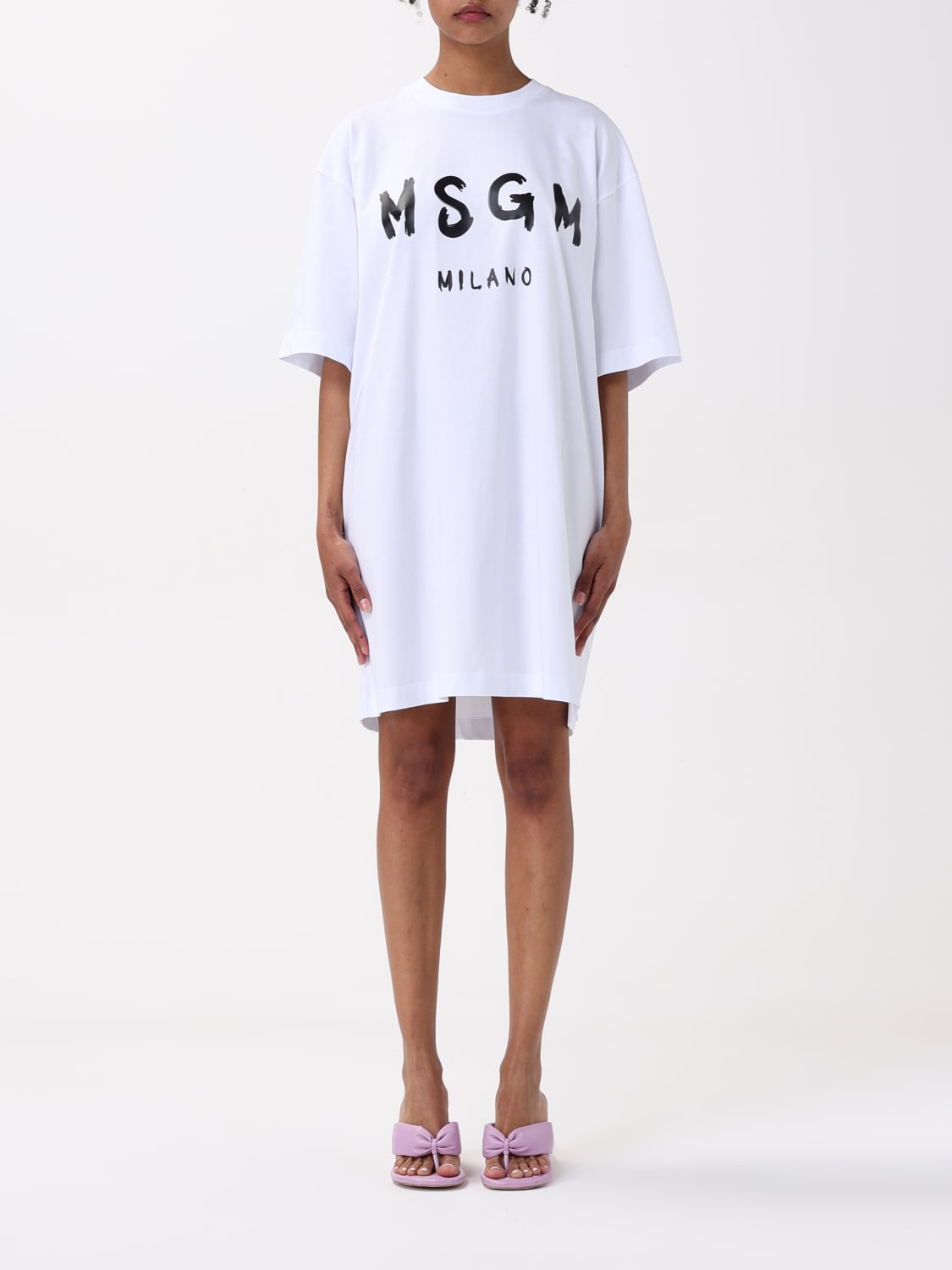 MSGM｜DRESSES (2000MDA510 200002 12) Short sleeve cotton dress - MSGM Official