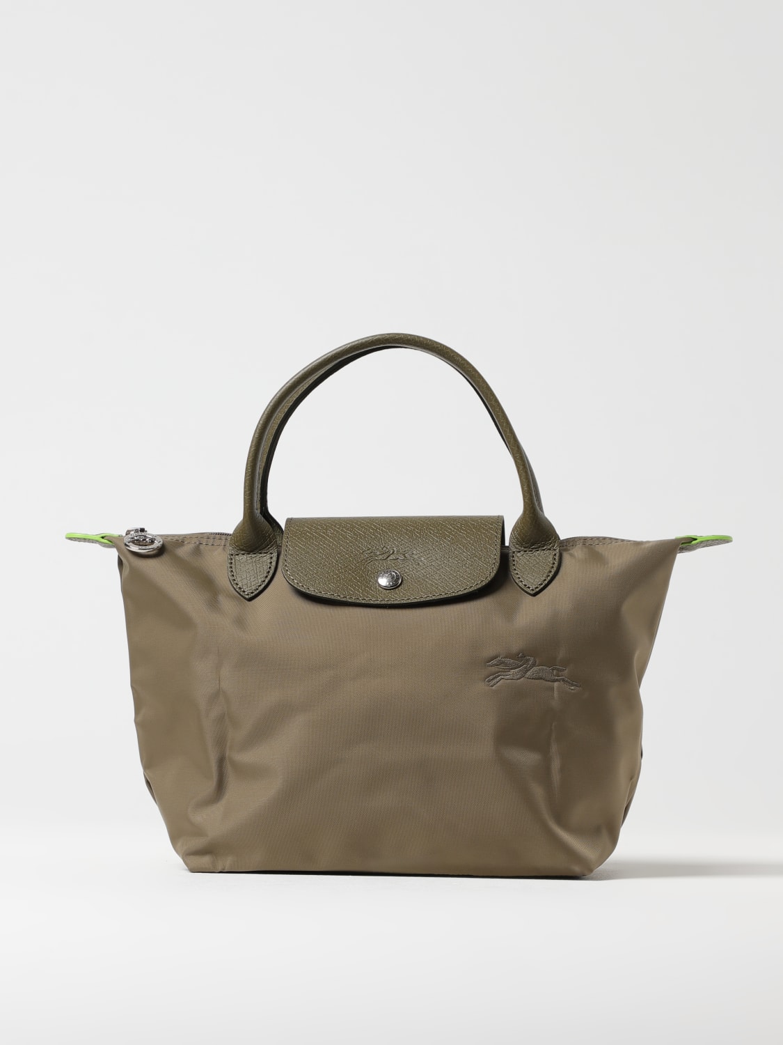LONGCHAMP BORSA MINI: Borsa Le Pliage Longchamp in nylon e pelle a grana , Mastice - Img 1