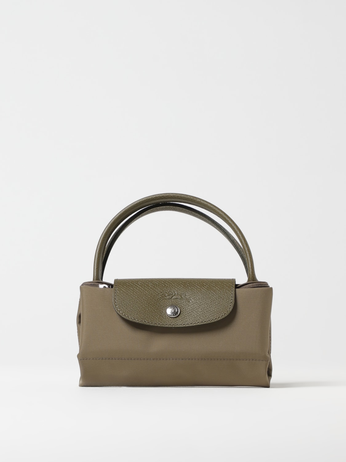 LONGCHAMP BORSA MINI: Borsa Le Pliage Longchamp in nylon e pelle a grana , Mastice - Img 4