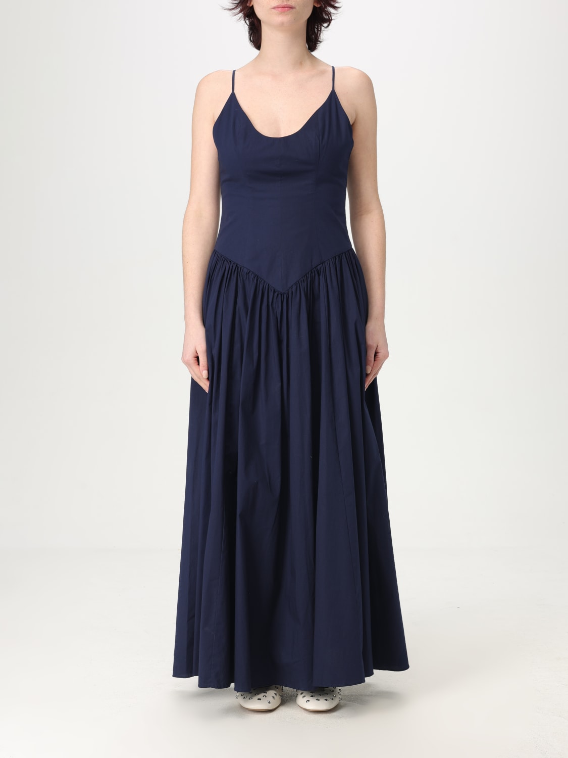 ワンピース STAUD Woman Dress Blue R24S2109PO NVY STAUD: Dress woman - Blue | Staud dress R24S2109PO online at