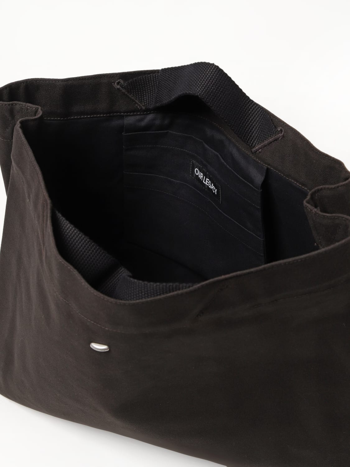 OUR LEGACY PORTADOCUMENTI: Borsa OBLUNGO in tela di cotone Our Legacy, Oliva - Img 3