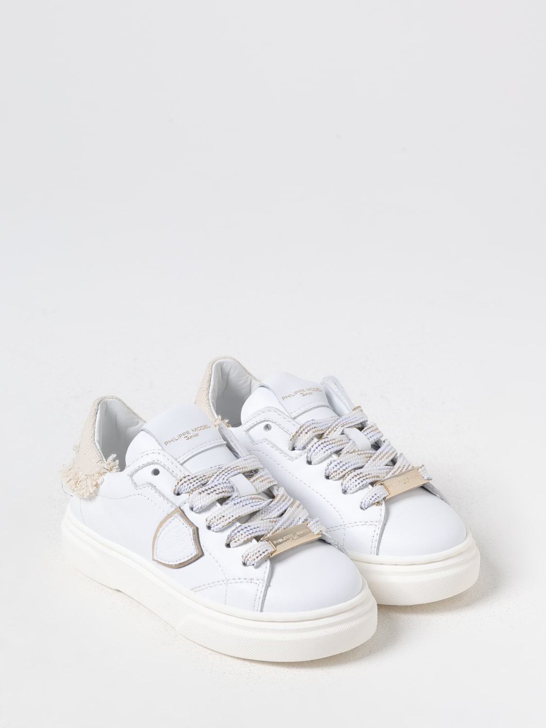 PHILIPPE MODEL JUNIOR SNEAKERS: Sneakers Philippe Model Junior in pelle , Bianco - Img 2