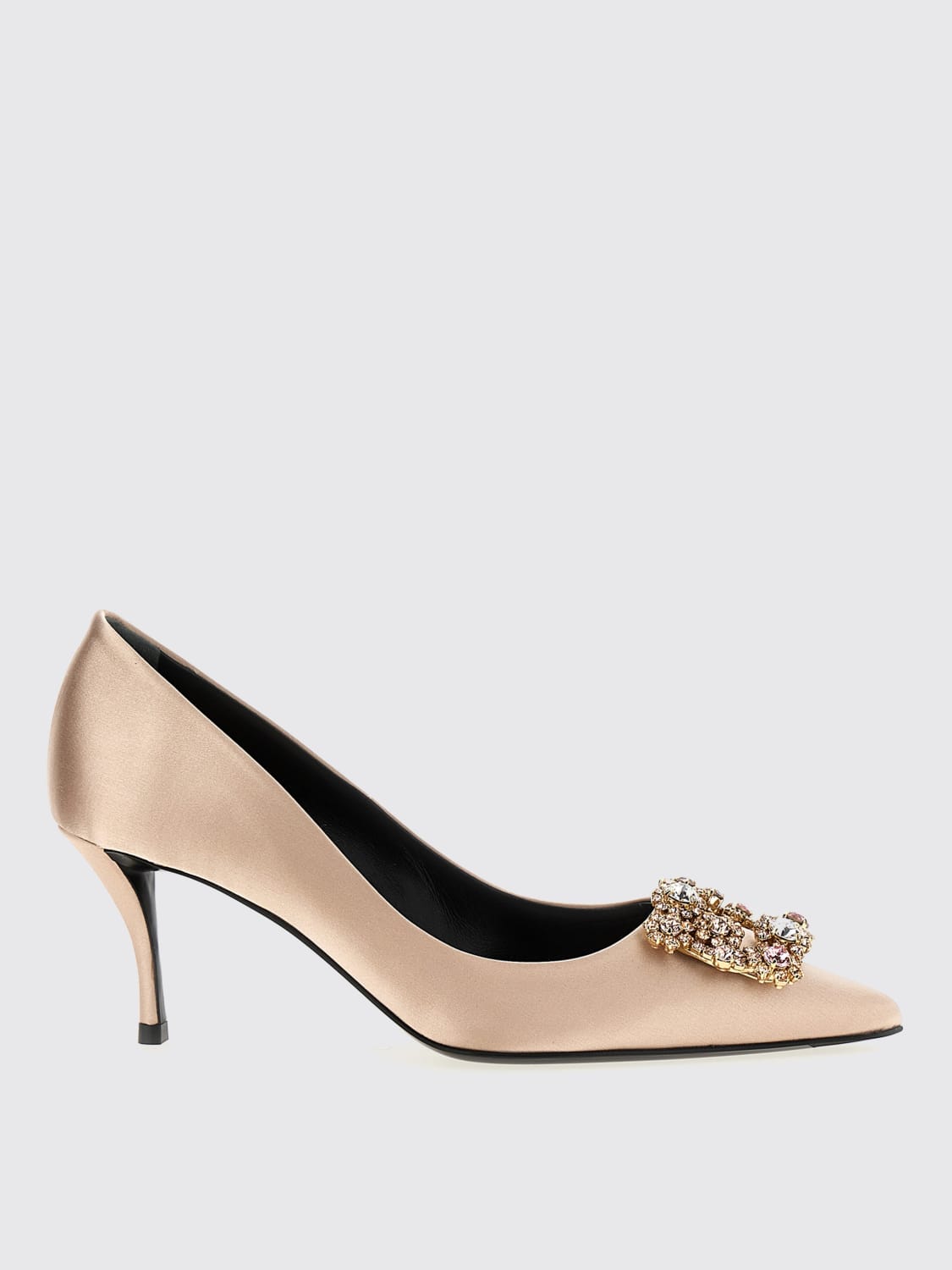 ROGER VIVIER DÉCOLLETÉ: Décolleté Roger Vivier in raso con fibbia gioiello , Rosa - Img 1