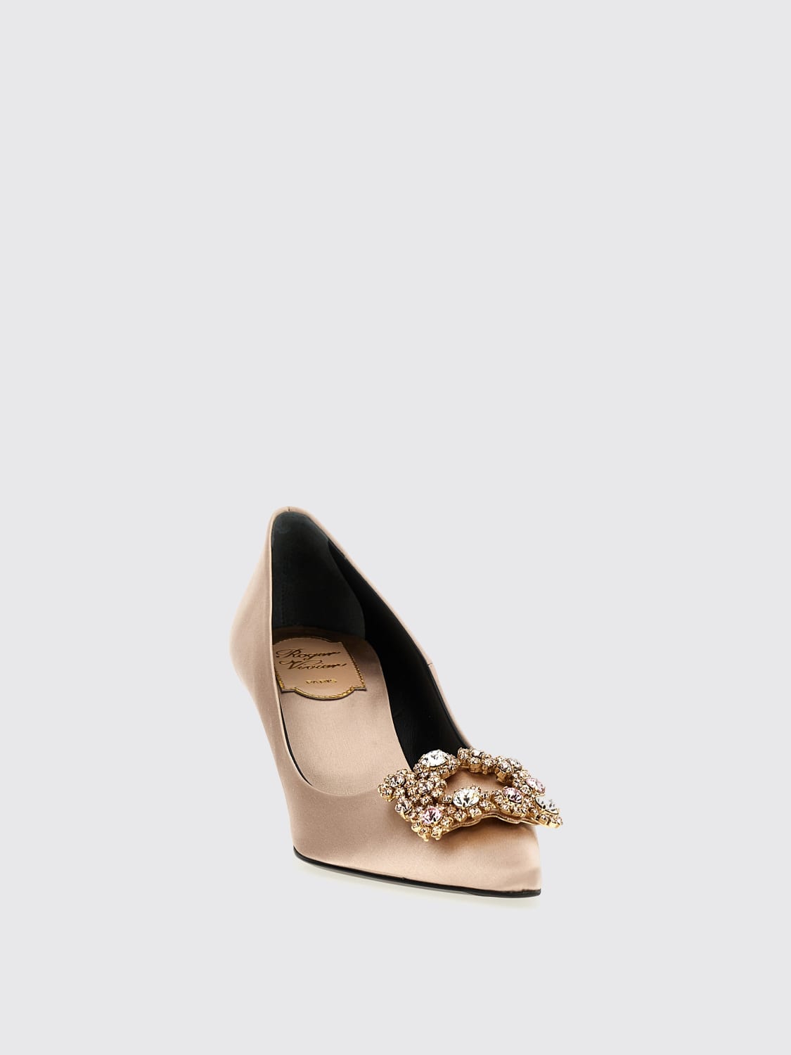 ROGER VIVIER DÉCOLLETÉ: Décolleté Roger Vivier in raso con fibbia gioiello , Rosa - Img 2