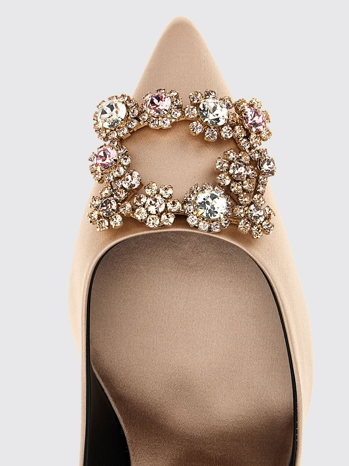 ROGER VIVIER DÉCOLLETÉ: Décolleté Roger Vivier in raso con fibbia gioiello , Rosa - Img 4