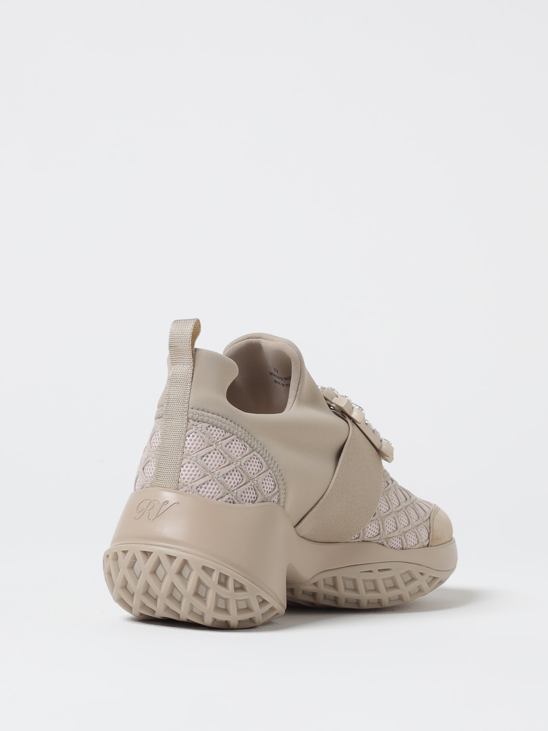ROGER VIVIER SNEAKERS: Sneakers Viv' Run Roger Vivier in mesh e neoprene con fibbia gioiello , Naturale - Img 3