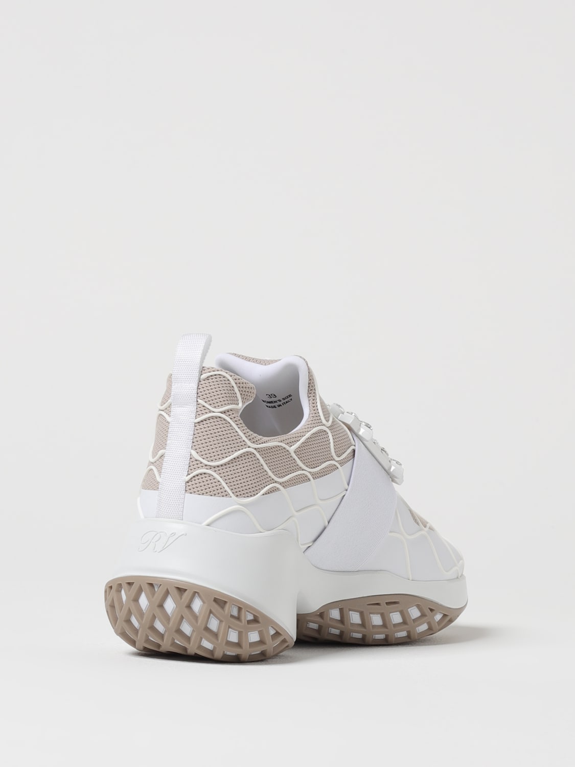 ROGER VIVIER SNEAKERS: Sneakers Viv' Run Roger Vivier in mesh e gomma con fibbia gioiello , Bianco - Img 3