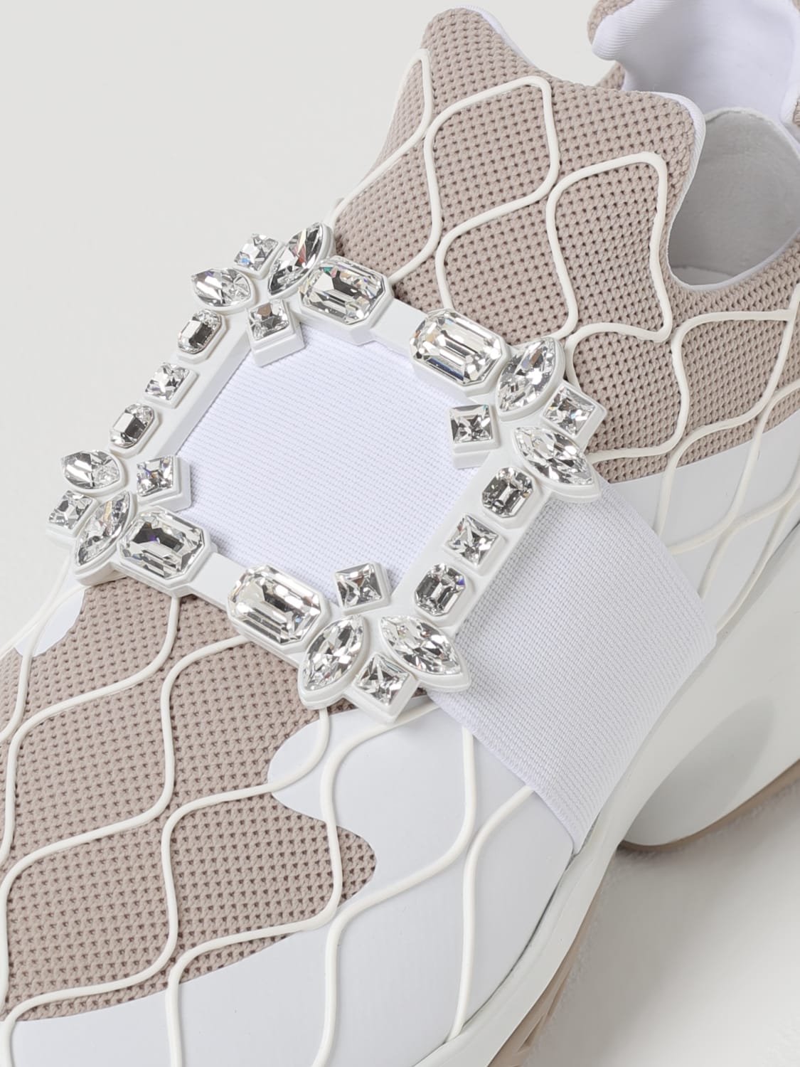 ROGER VIVIER SNEAKERS: Sneakers Viv' Run Roger Vivier in mesh e gomma con fibbia gioiello , Bianco - Img 4
