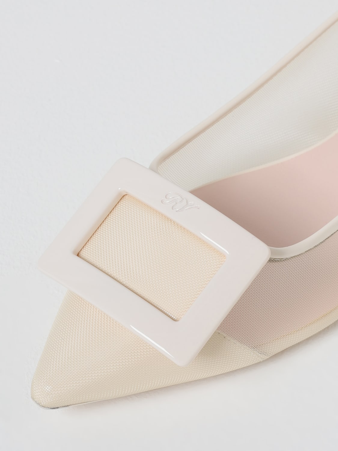 フラットシューズ ROGER VIVIER Woman Ballet flats Yellow Cream RVW57532530J9U Gommettine leather slingback flats in yellow - Roger Vivier