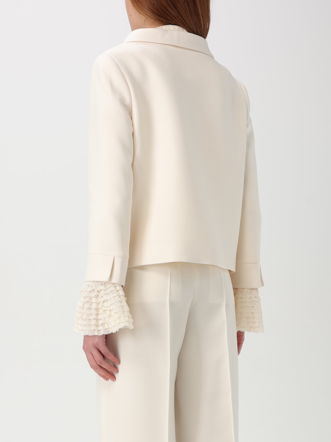 ジャケット Valentino Giacca Corta In Lana Seta Womens Valentino Miss V Black Belted Lana Wool Jacket Blazer