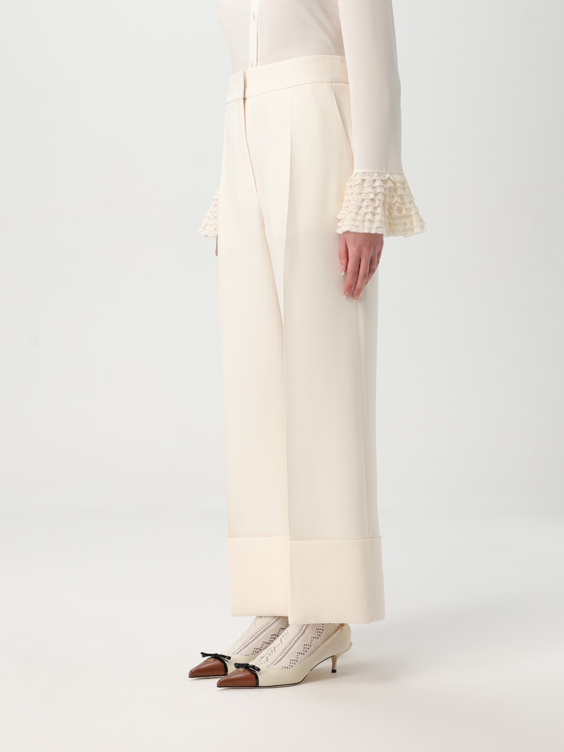 VALENTINO: Pants woman - Yellow Cream | Valentino pants