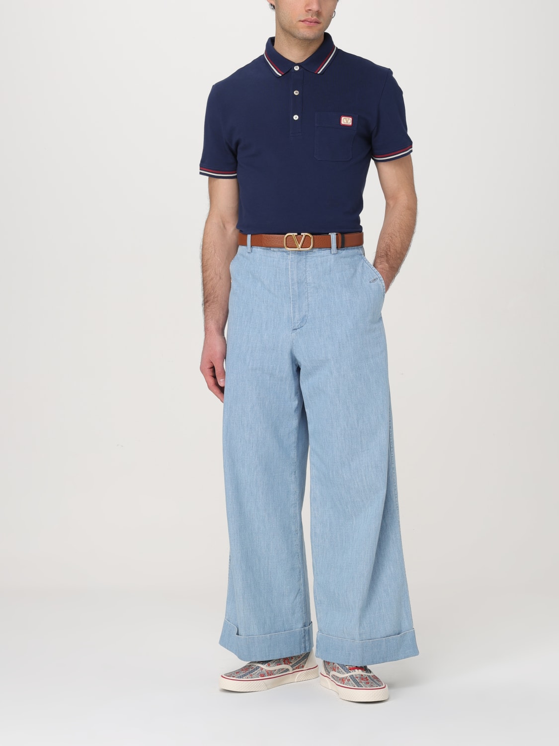 Tシャツ・カットソー VALENTINO SS25 Valentino Cotton Polo (6V3MH01KAQJ 581) VALENTINO: Men's Cotton Piquet Polo Shirt (Off-White) | DSMS