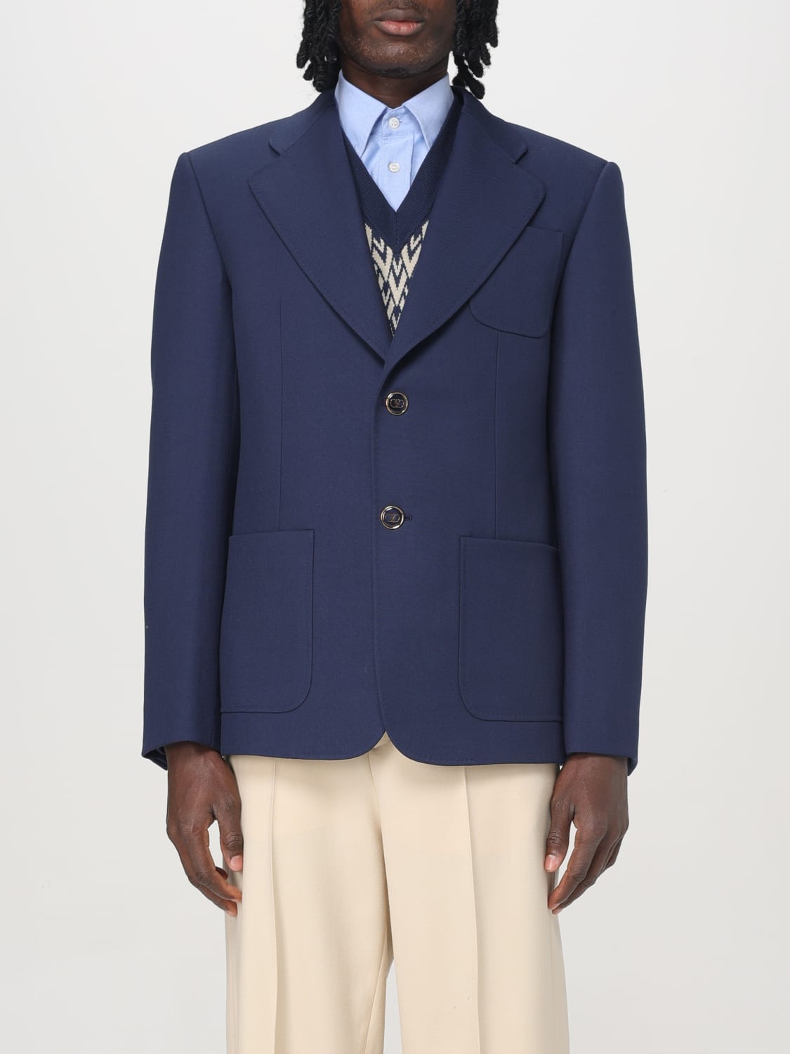 VALENTINO ジャケット: ブレザー メンズ Valentino, ブルー - Img 1