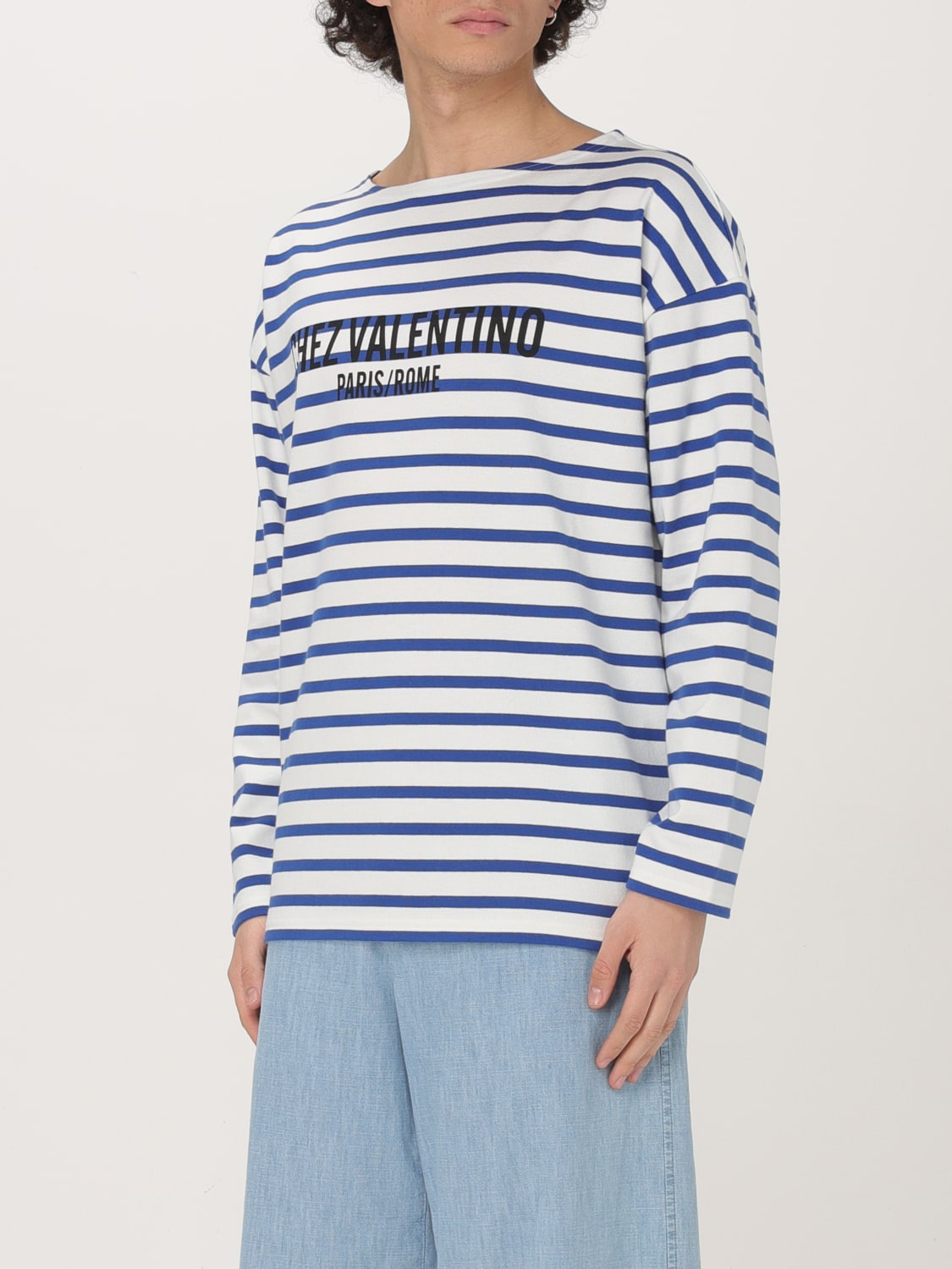 Tシャツ・カットソー VALENTINO Men T-shirt Indigo 6V3MG16SAPY RGY VALENTINO: T-shirt men - Striped | Valentino t-shirt