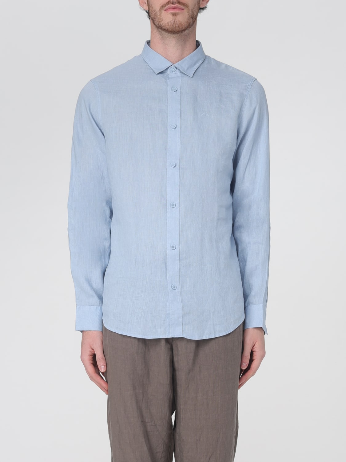 ARMANI EXCHANGE CAMICIA: Camicia Armani Exchange in lino , Celeste - Img 1
