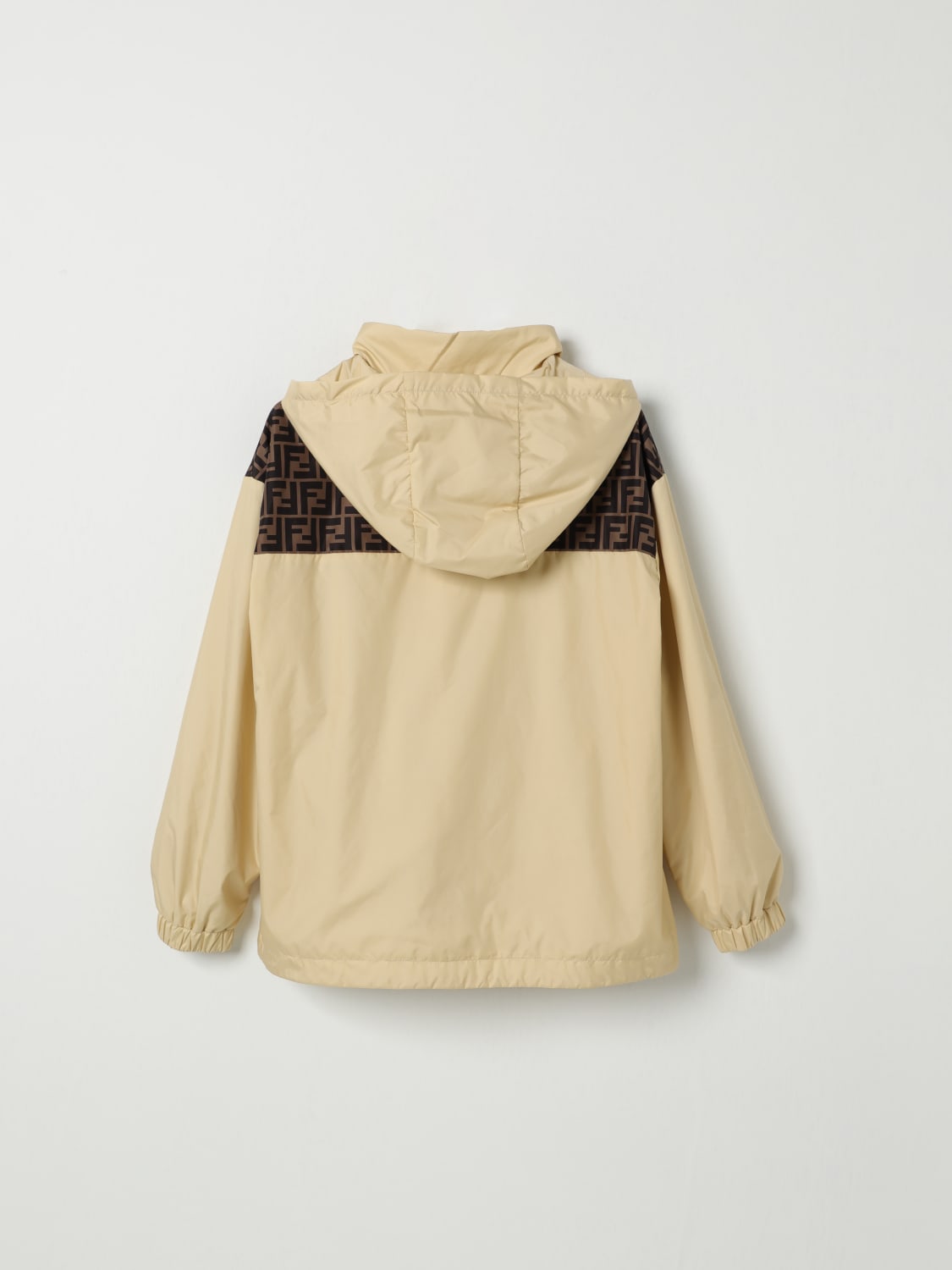 FENDI GIACCA: Giacca a vento con cappuccio Fendi in nylon, Beige - Img 2