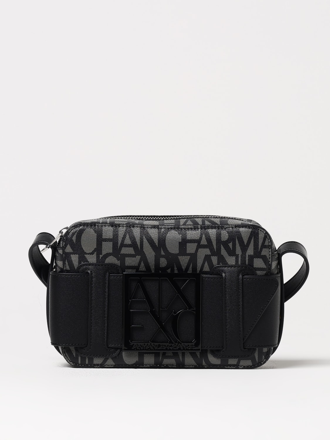ARMANI EXCHANGE BORSA MINI: Borsa Armani Exchange in cotone spalmato con logo all over , Nero - Img 1