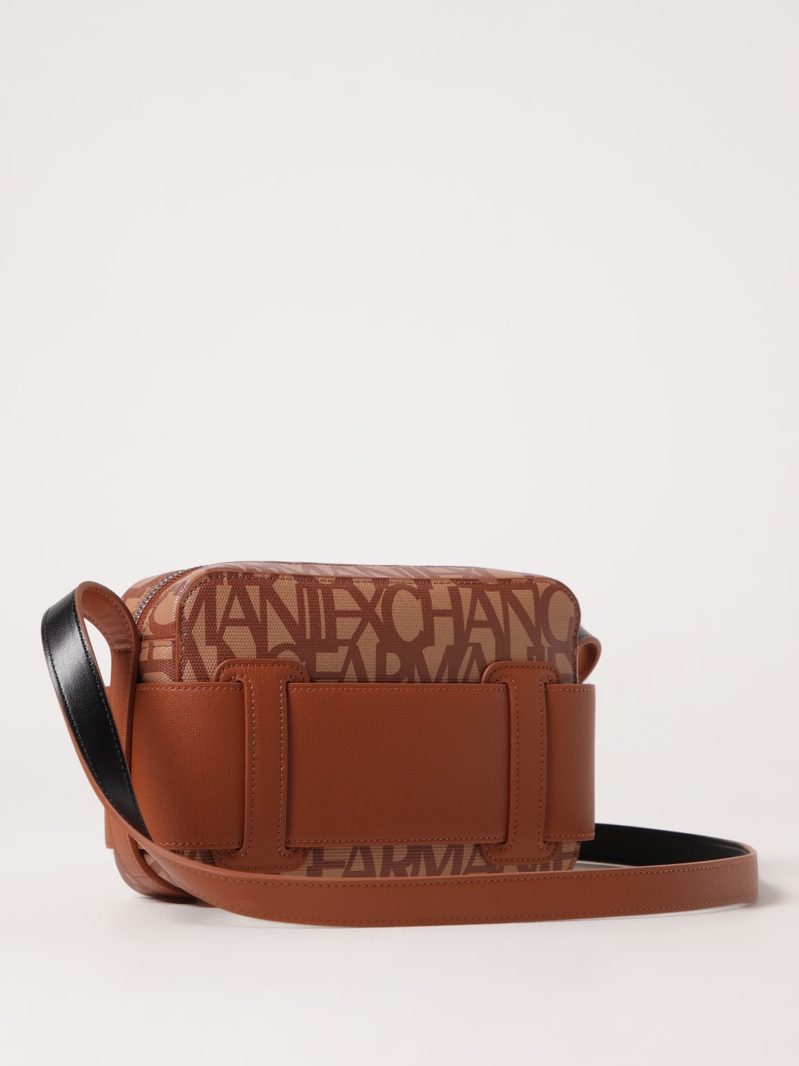 ARMANI EXCHANGE BORSA MINI: Borsa Armani Exchange in cotone spalmato con logo all over , Cuoio - Img 2