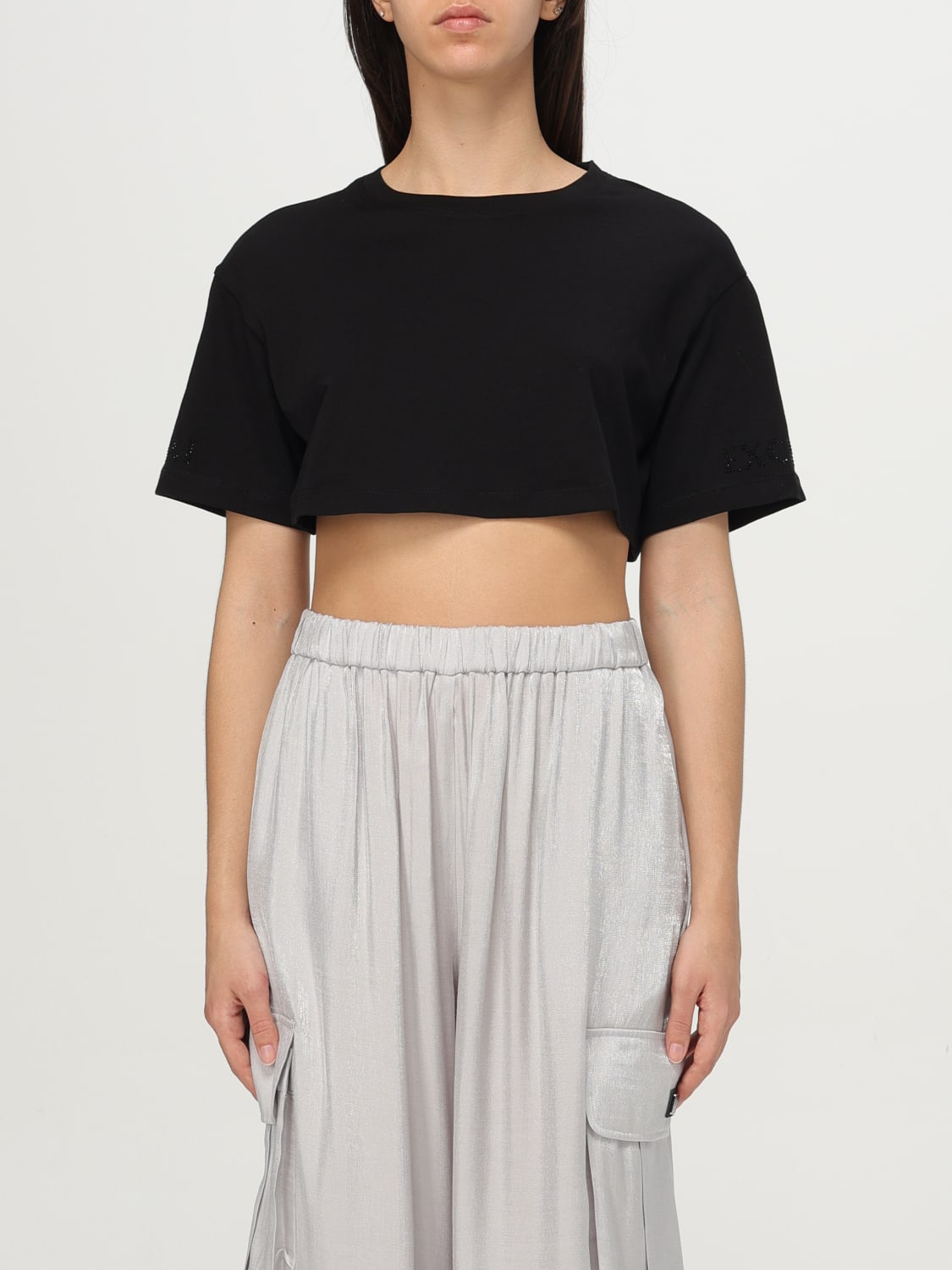 ARMANI EXCHANGE T-SHIRTS: T-shirt crop in cotone Armani Exchange, Nero - Img 1