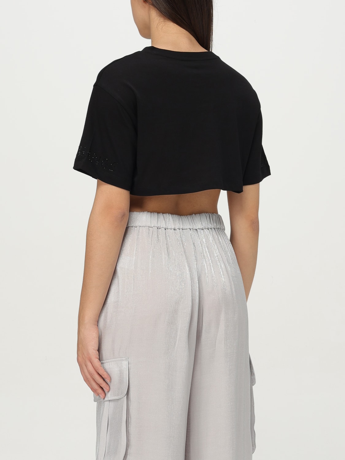 ARMANI EXCHANGE T-SHIRTS: T-shirt crop in cotone Armani Exchange, Nero - Img 2