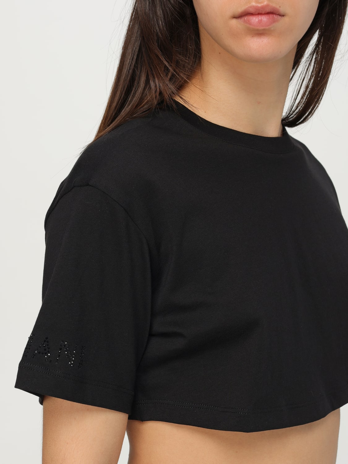 ARMANI EXCHANGE T-SHIRTS: T-shirt crop in cotone Armani Exchange, Nero - Img 3